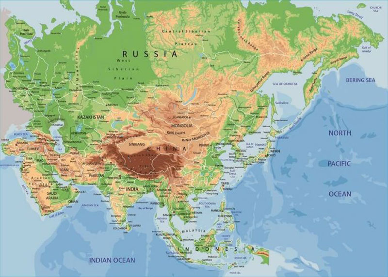 Vùng trung tâm Châu Á có địa hình chủ yếu là gì?